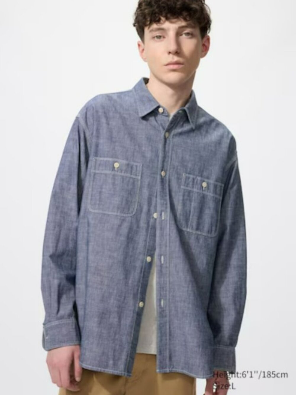 Uniqlo Men's Chambray Work Shirt - Blue